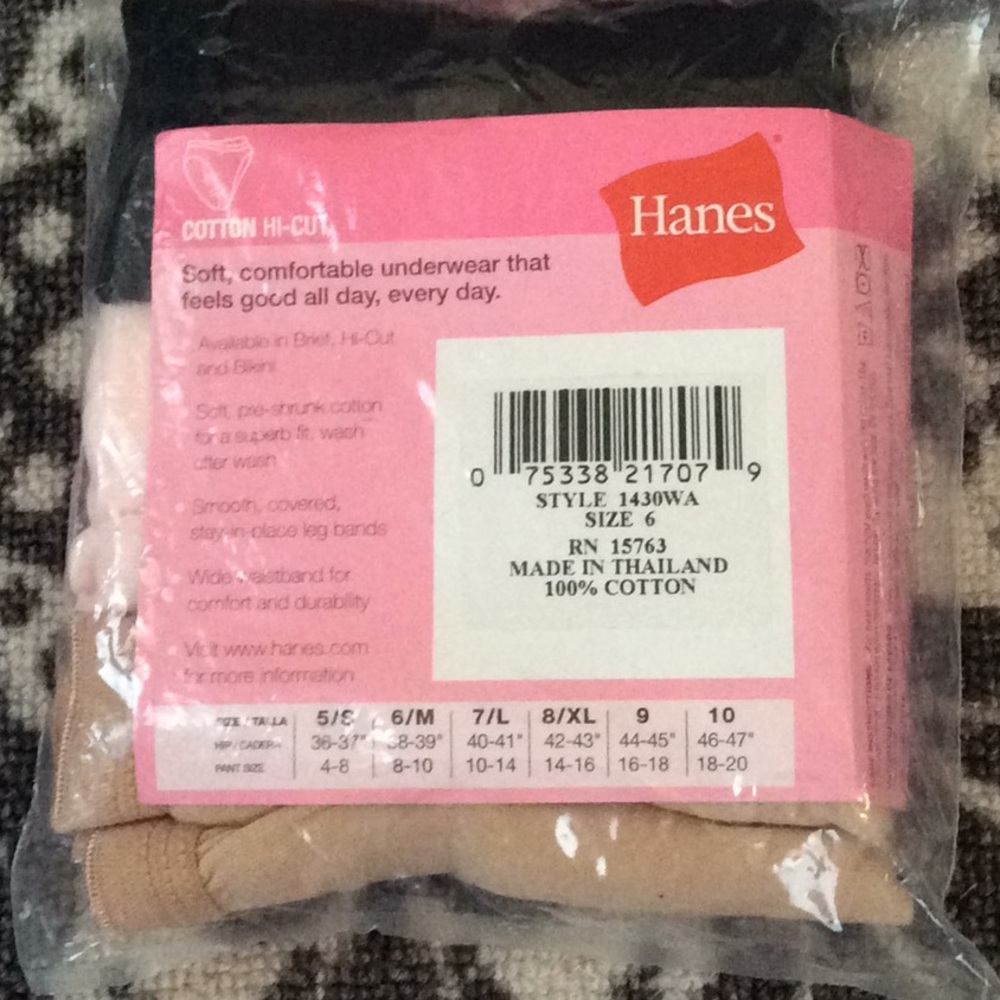 Hanes Cotton 3pc Hi-Cuts Panties Size 6/M - Picture 3 of 3